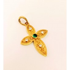 ΓΥΝΑΙΚΕΙΟΣ ΣΤΑΥΡΟΣ ΧΡΥΣΟ ΛΕΥΚΟ (ΠΕΤΡΕΣ ΖΙΡΓΚΟΝ) K14 CRWG80